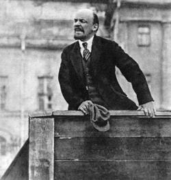 Lenin addressing Red Army units leaving for the front. 1920.