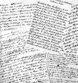 Some of Lenin's manuscripts written in German and French. 